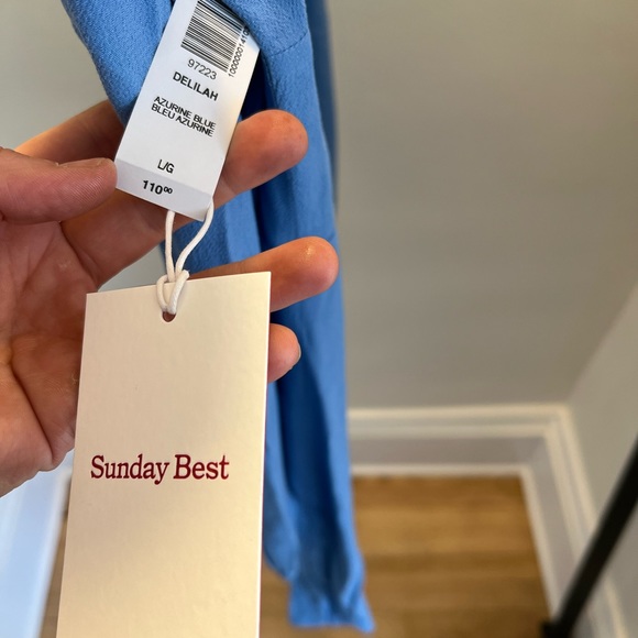 Aritzia - Sunday Best azure blue peasant sleeve dress - Picture 3 of 7